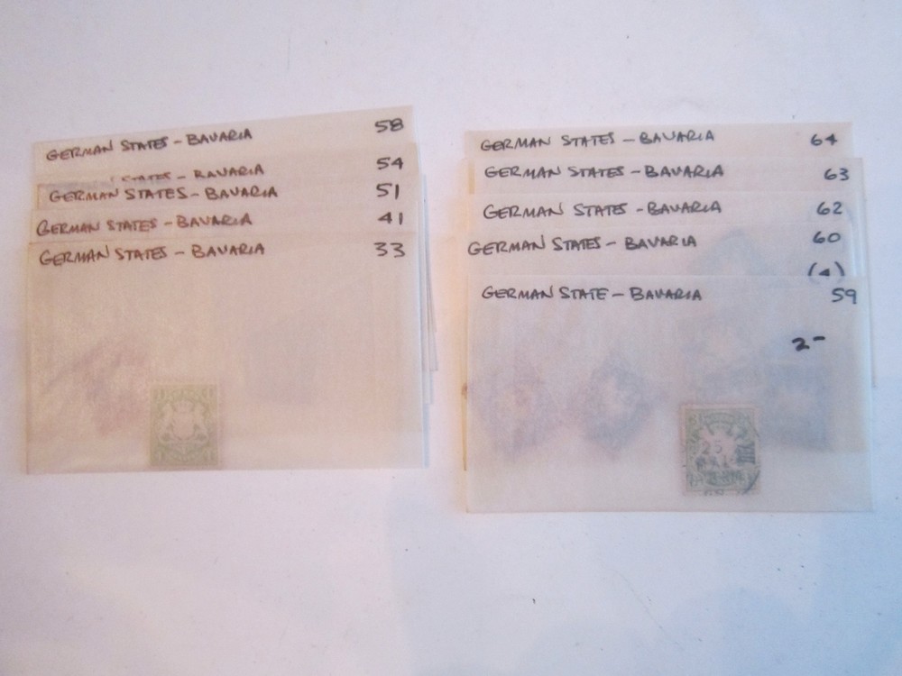 EARLY GERMAN STATES – BAVARIA STAMPS – SC# 33 – 265 & BACK OF BOOK USED – BB-2