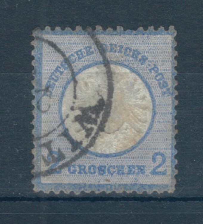 German Empire 1872 Arms embossed large shield 2g blue stamp. Used. Sg 20
