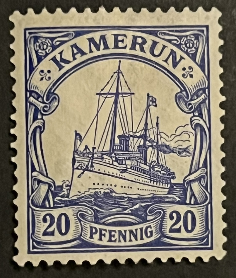 Travelstamps: Germany German Kamerun Stamps Kaiser’s Yacht 20pf mint OG LH WMK