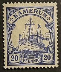 Travelstamps: Germany German Kamerun Stamps Kaiser’s Yacht 20pf mint OG LH WMK