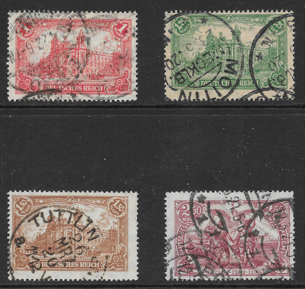 GERMANY SCOTT 111 – 114 USED SET – 1920 – TYPES OF 1902