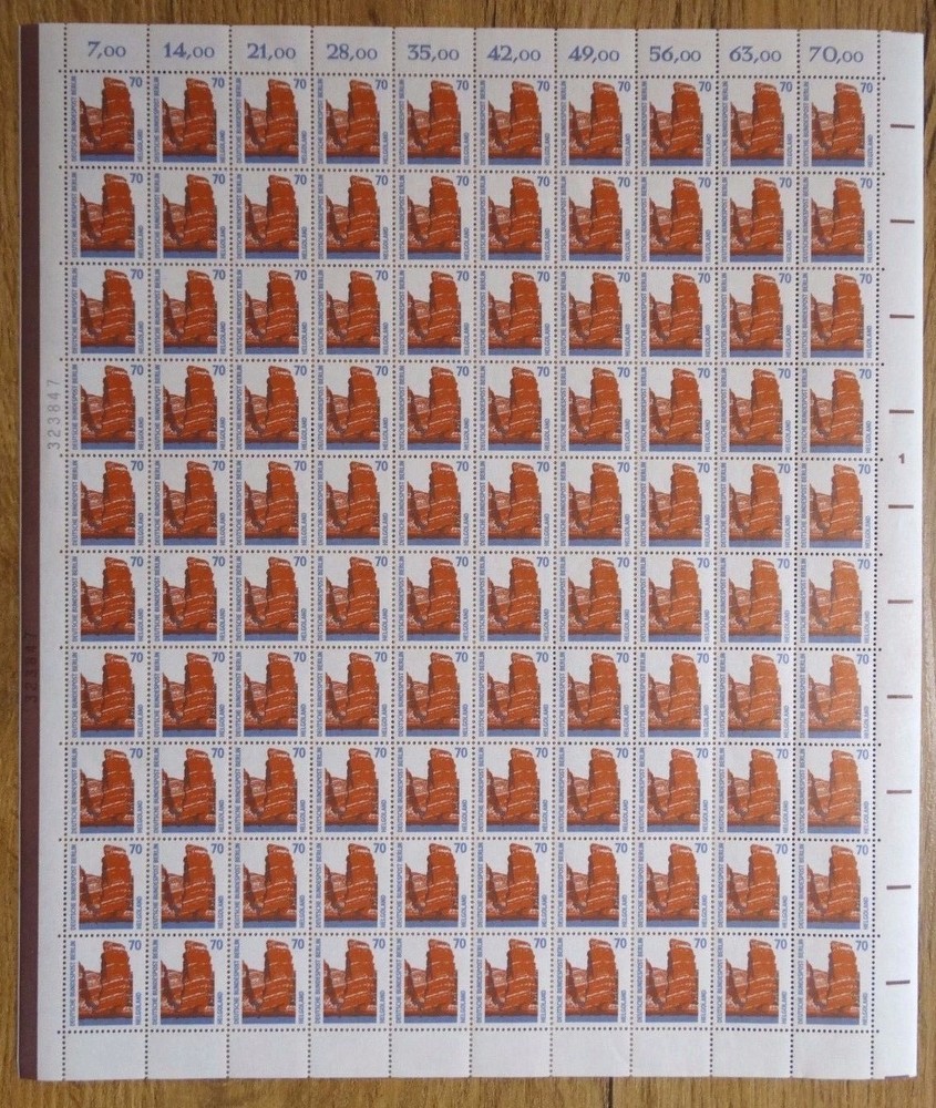 Berlin No. 874 mint never hinged complete sheet SWK sights Michel €350