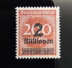 REPUBLIC OF WEIMAR German Empire 1923 Overprinted STAMP 2 MILLIONEN out of 200