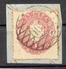 Saxony Number Stamp 165 RIESA STATION on 16 COAT OF ARMS embossed (G7771)