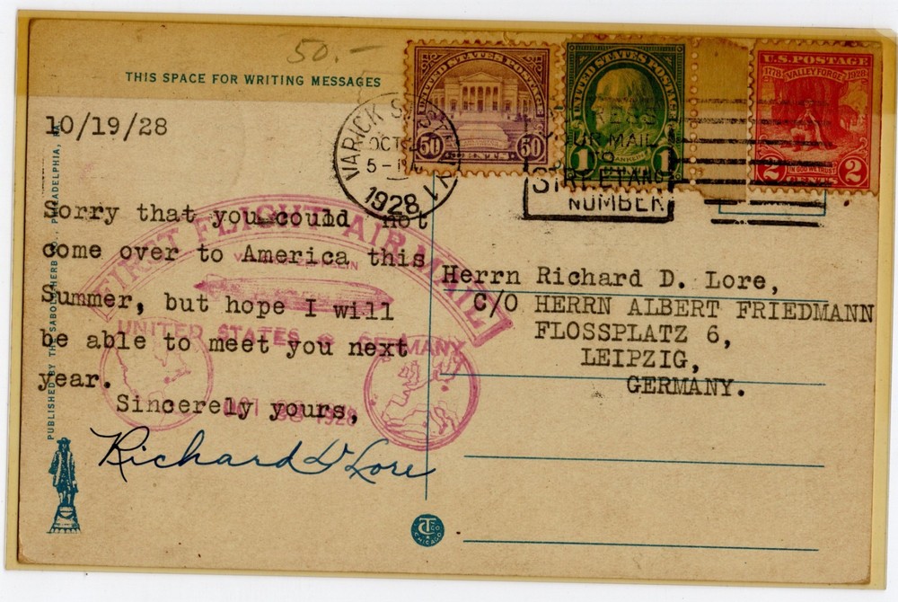 1928 Graf Zeppelin First Return Flight LZ 127 to Friedrichshafen Postcard