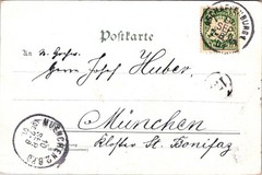 GERMANY 1901 BAYERN POSTAL HISTORY PICT POSTCARD ASCHAFFENBURG ADDR MUNCHEN