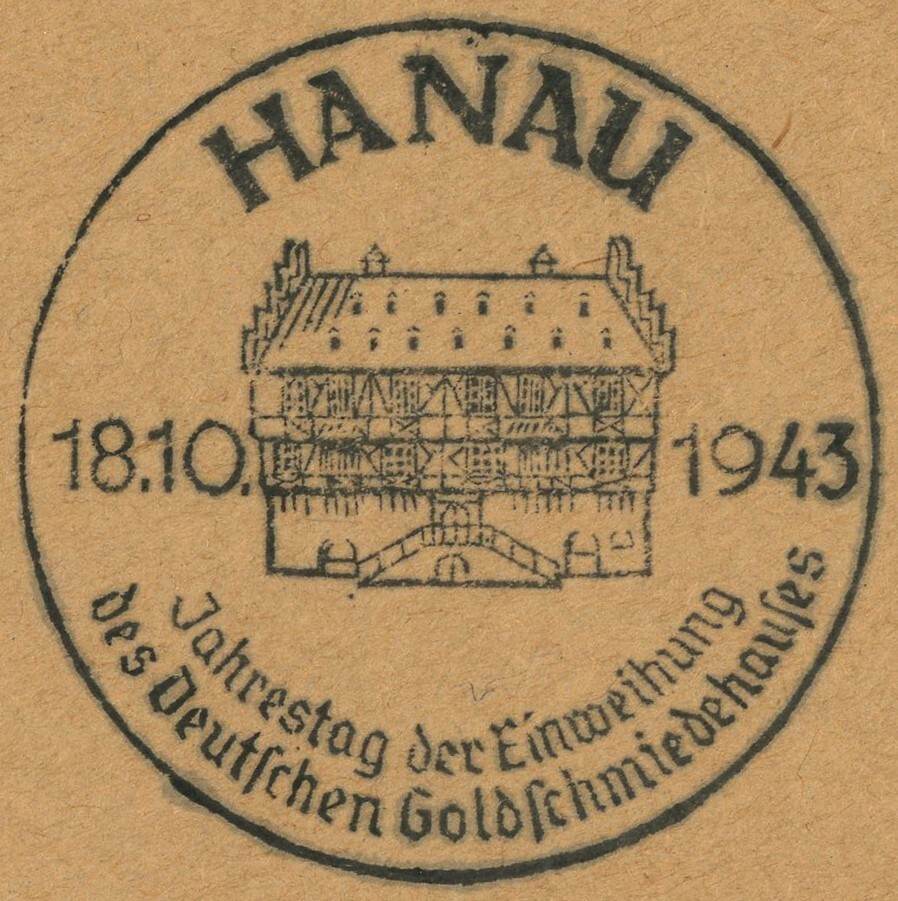 Germany 1943 Hanau National Goldsmiths Institution Special Postmark Cover WWII