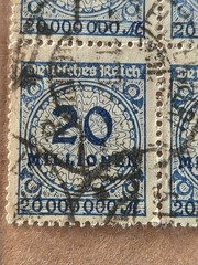 Germany 12 Stamp block. Deutsches Reich 20 Million hyperinflation Mi# 319 SG#334