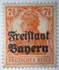 Travelstamps: Germany Bayern OP Stamps 7 1/2 Pfennig Sg 218/Sc # 179 Mint MOGH