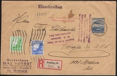 1936 German Registered Cover Hamburg to Covington, KY, Scott #C46, #C48 & #C57