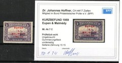 Eupen &malmedy 7C Rare Zähnungen MH BPP Certificate Eur ( CA1619