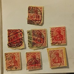 34 Germany Deutsches Reich Used Germania Postage Stamp Lot Handstamped 5-60 Pf