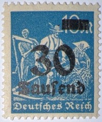 Travelstamps: 1923 Germany Deutches Reich DR Inflation Stamp Mi 284/30,000 MNHOG