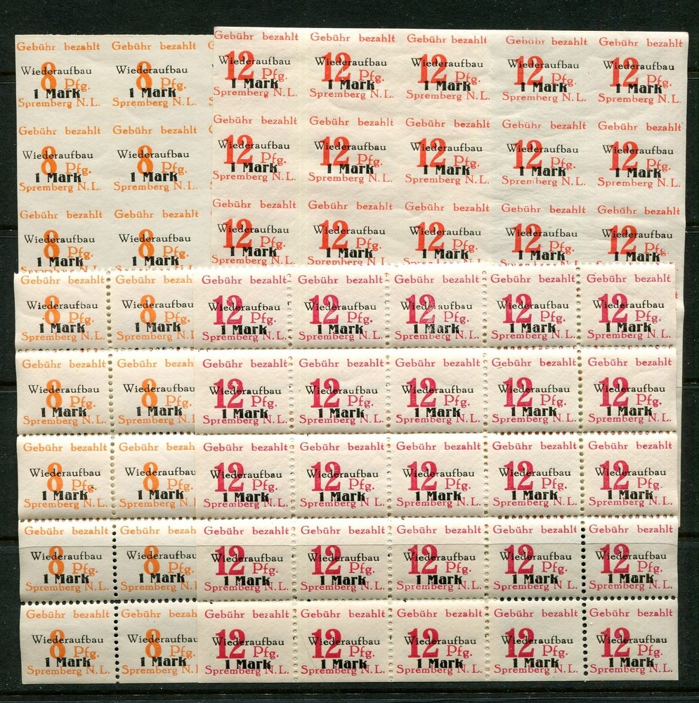 GERMANY SOVIET OCC 1946 LOCAL SPREMBERG MICHEL 19-20 A+B PERFECT NH BLOCKS 25/30