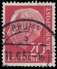 GERMANY 710 – President Theodor Heuss „1954 Dark Carmine Rose“ (pa89109)