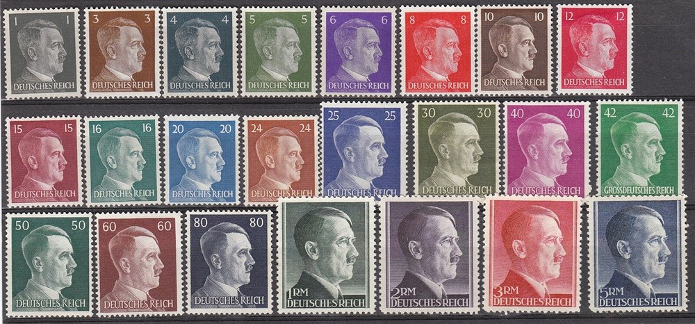 Stamp Germany Mi 781-802 Sc 506-27 1941 WWII 3rd Reich Hitler Head Set MNG