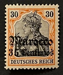 Travelstamps: Germany Offices in Morocco OP Stamps 35c on 30pf Wmk. Mint OG H