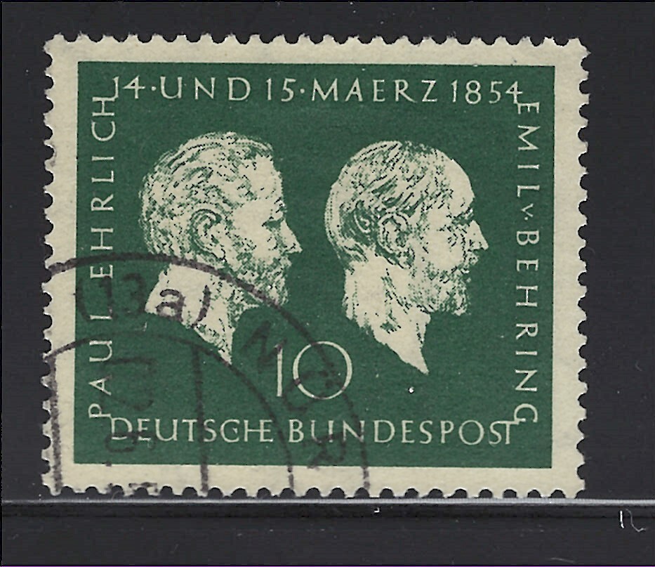 Germany Scott # 722 Used Paul Ehrlich & Emil von Behring Birth Centenary 1954