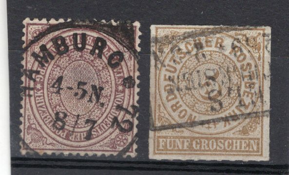 GERMANY NORTH CONFEDERATION, SC # 6 & 12, A LITTLE THINNED