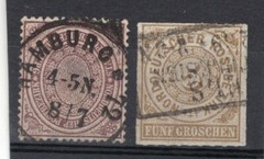 GERMANY NORTH CONFEDERATION, SC # 6 & 12, A LITTLE THINNED