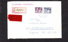 Commercially USED Germany DDR Registered 975a Express Genthin 1981 England z39