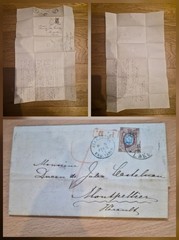 1874 postal history letter cover Letter sheet to montpellier france.contraband