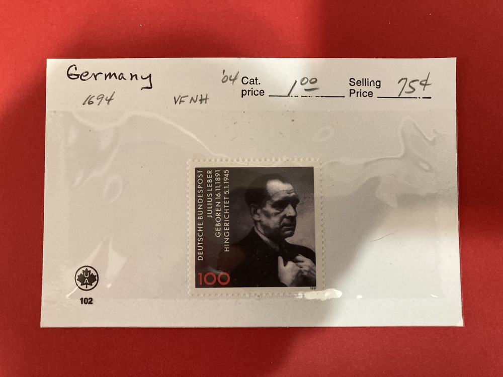 Germany MNH Stamp 1991 The 100th Anniversary of the Birth of Julius Leber #1450