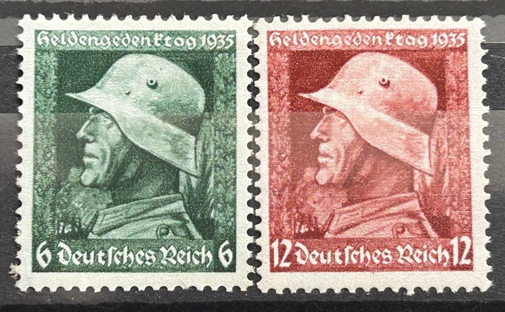 1935 German Reich 2 Stamps set Mi:DR569-570 Memorial Day Soldier MH* Mint /630a