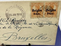 1918 German Occupation Belgium Overprint Verviers to Brussels WWI.