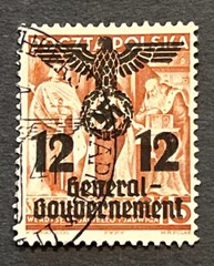 Travelstamps: Germany Stamp Poland 12 groschen Used Handstamped