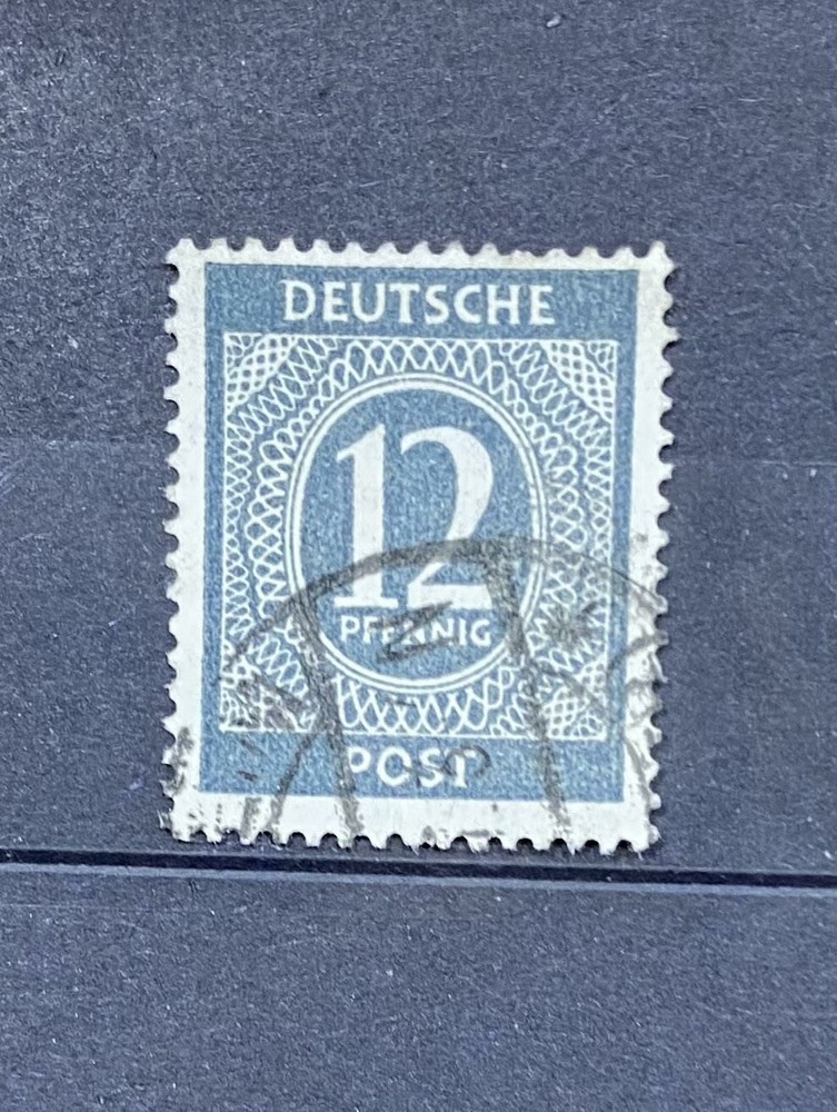 Briefmarke, 12 Pfennig, Deutsche Post, Gestempelt