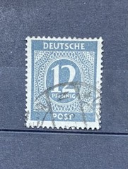 Briefmarke, 12 Pfennig, Deutsche Post, Gestempelt
