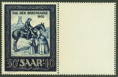 Germany Saar 1952 Tag der Briefmarke Stamp and Blank MLH 50137