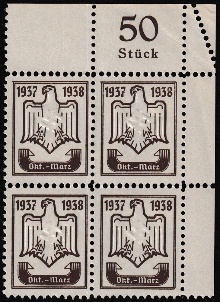 Stamp Germany Revenue Block WWII 3rd Reich DRL Sport 1937-38 Oct Mar MNH