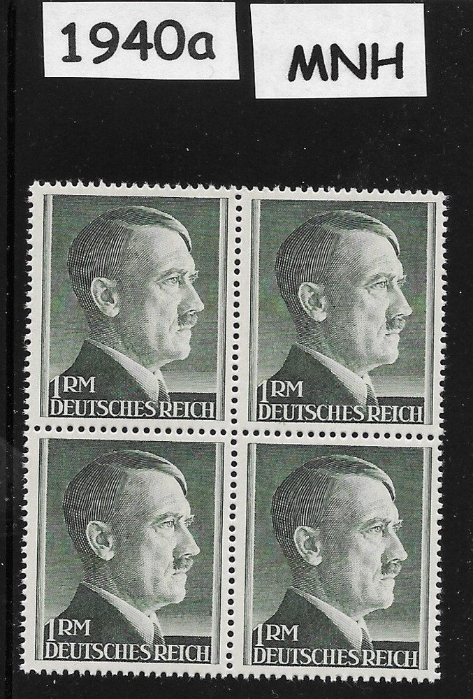 MNH stamp block 1 RM Adolf Hitler Third Reich Germany Perf 14 Sc 524 1940a