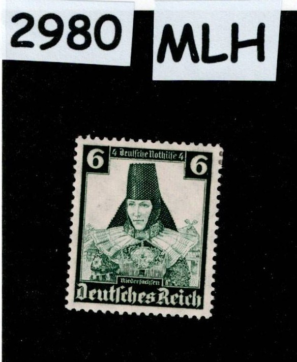 MLH stamp 1935 Sc B72 Native Costumes Lower Saxony Third Reich Germany #2980