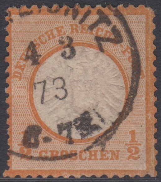 GERMANY – 1872 – ½ Groshen – Orange – SG18 – Arms Embossed: Type B – used