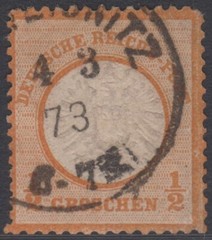 GERMANY – 1872 – ½ Groshen – Orange – SG18 – Arms Embossed: Type B – used