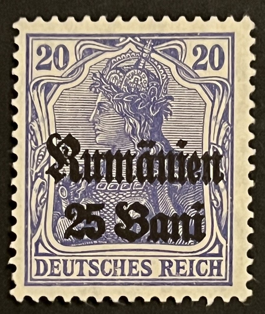 Travelstamps: 1918 Germany Stamps Romania 25 Bani on 20pf Mint MOGH Wmk