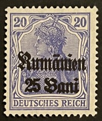 Travelstamps: 1918 Germany Stamps Romania 25 Bani on 20pf Mint MOGH Wmk