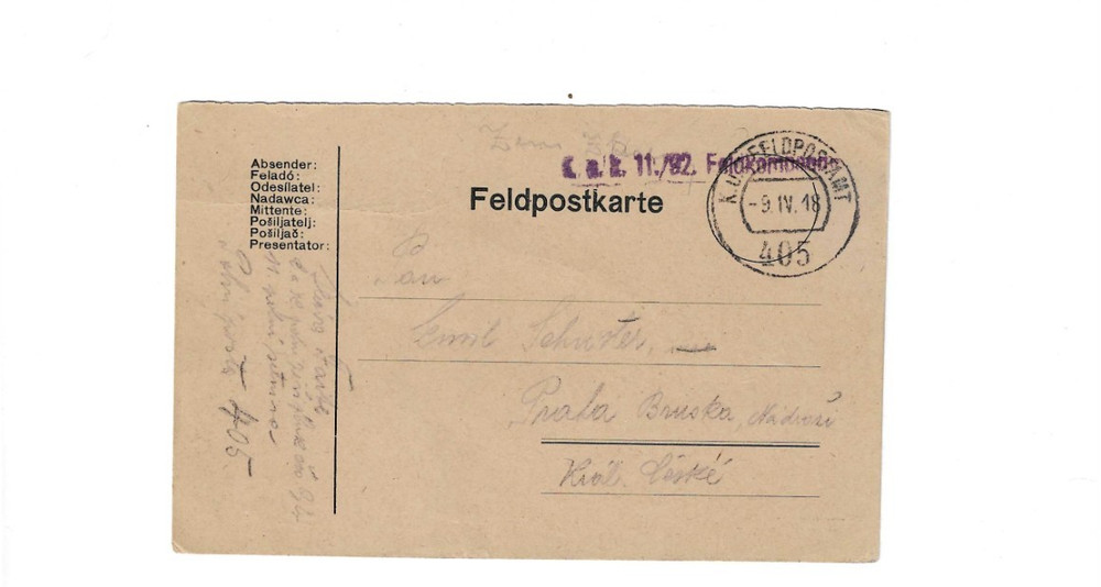 GERMANY 1918 Feldpostkarte sent to Praha