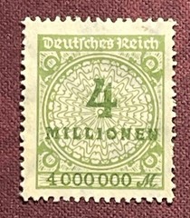 Germany Deutsches Reich 4 Millionen Mark Stamp 1923
