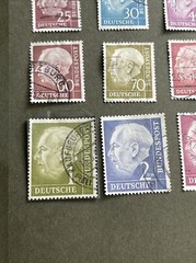 West GERMANY 1954 President Th.Heuss 19 Pcs Used Stamps, VF/XF Condition