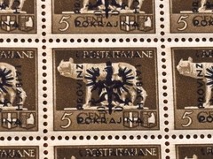 Block of 25 1943 BESETZUNG ZARA ITALY STAMP GERMAN OCCUPATION OVERPRINT, MNH