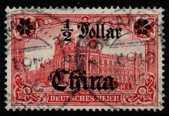 GERMAN PO’s IN CHINA SG52a 1918 ½d on 1m BRIGHT ROSE-RED WMK LOZENGES USED