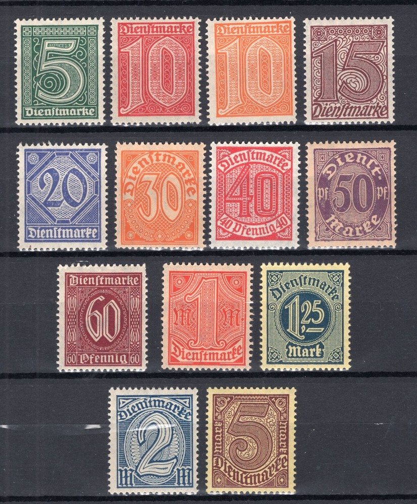 GERMANY REICH 1920-1921 INFLATION OFFICIAL SET SCOTT O1-O13 PERFECT MNH