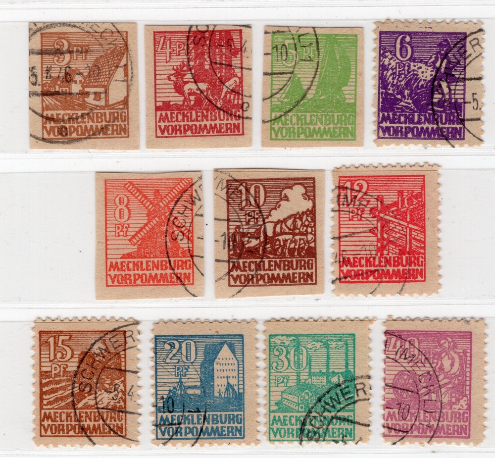 GERMANY 1946 MECKLENBURG VORPOMMERN 12N13-12N25 MICHEL 29y-40y VERY FINE CTO
