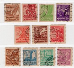 GERMANY 1946 MECKLENBURG VORPOMMERN 12N13-12N25 MICHEL 29y-40y VERY FINE CTO