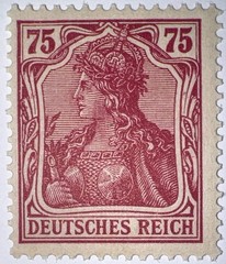 Travelstamps: 1922 Germany Deutsches Reich Germania Mi. #197a, 75 Pfennig