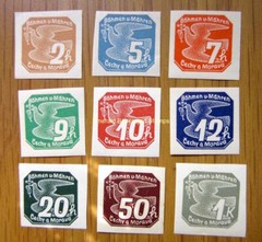EBS Bohemia & Moravia 1939 – Newspaper Stamps – Dove – Michel 42-50 – MNH**